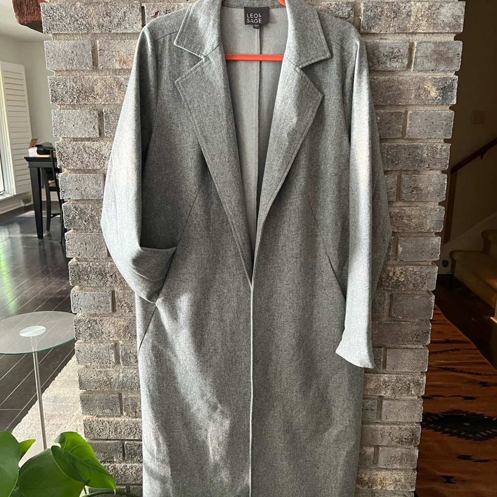 LEO & SAGE Wool Duster, Grey - Size L